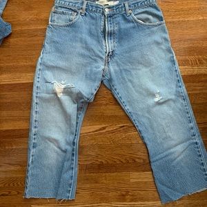 Distressed crop vintage denim